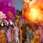 梦幻婚礼气球突然爆炸 新人头顶冒火脸背部全被烧