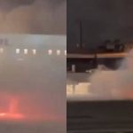 客机底部惊传“冒火光” 乘客惊声尖叫狂冲逃生口