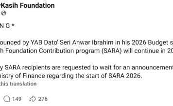 SARA第一笔援金未到账 MyKasih出面回应