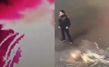 点烟花秒爆炸全身起火 男子当场倒地身亡