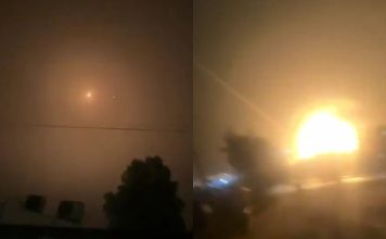 以色列拦截伊朗导弹失败 坠落时燃起大火画面曝光