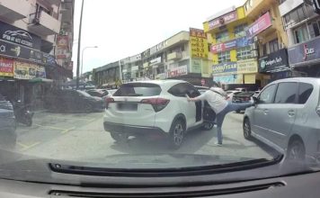 华裔司机不满被挡路 一怒掰断轿车侧镜