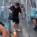 行动电源突发自燃 女子踩16次灭火救全车人