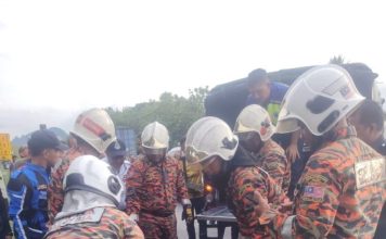 Axia与Myvi猛烈相撞 男子遭防撞杆刺穿身亡