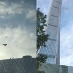 “中国尊”惊传遭飞机撞击 外墙玻璃碎裂现场冒烟
