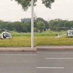 直升机失控坠地 机尾断裂2人疯狂旋转