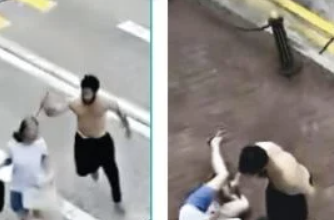 半裸男持刀追砍女子 路人急折返踢开救人