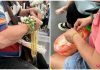 男子地铁内整理“金链” 另一边安娣忙着摘豆芽